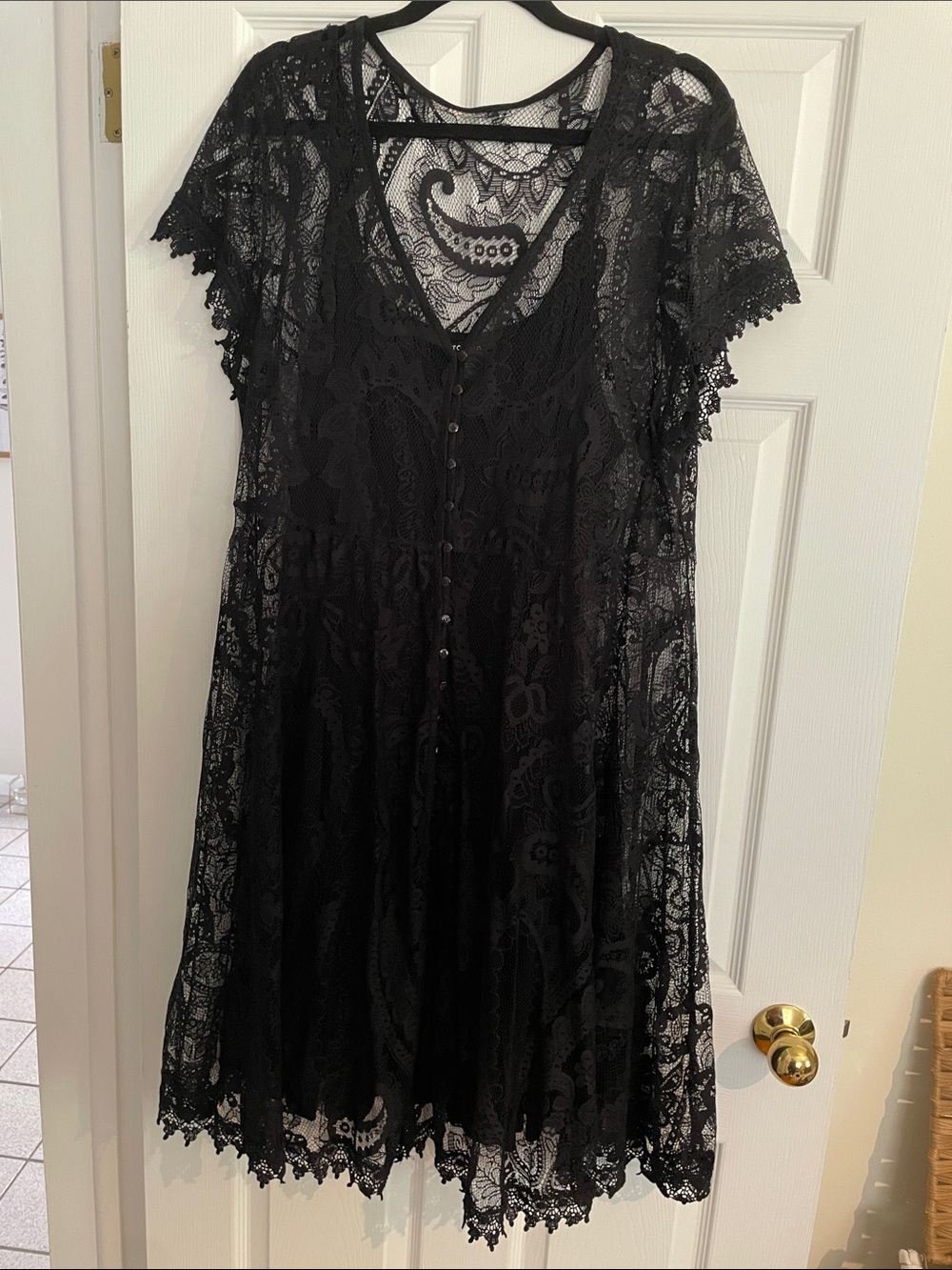 Torrid Black Lace Dress with Button-Fron